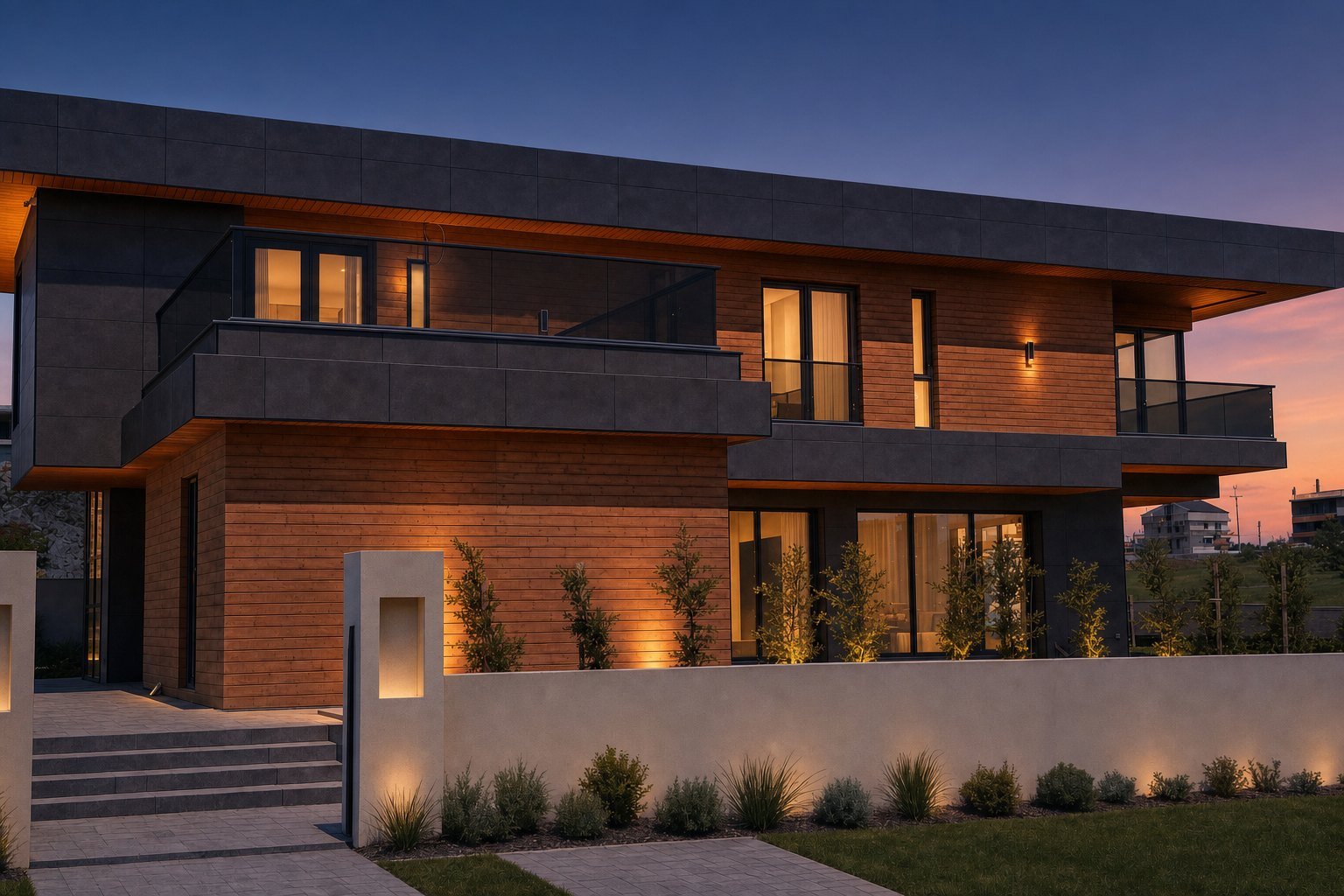 İncek Villa — Termowood & mekanik seramik cephe